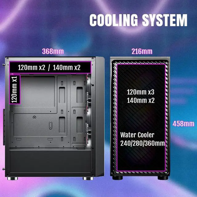 Alt view image 2 of 6 - Raidmax Vector Series V211 ATX Gaming Chassis - Pre-Installed 4x Static RGB Color Fans, Include 240mm Water Cooler and 700 watts 80+ Certified Power Supply (V211 with 700W 240 Water Cooler)