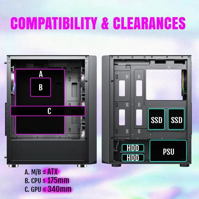 Alt view image 5 of 6 - Raidmax Vector Series V211 ATX Gaming Chassis - Pre-Installed 4x Static RGB Color Fans, Include 240mm Water Cooler and 700 watts 80+ Certified Power Supply (V211 with 700W 240 Water Cooler)