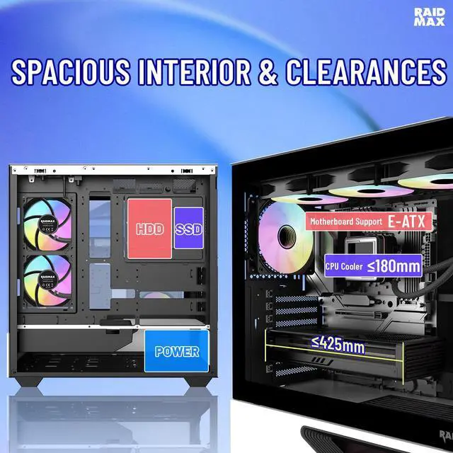 Alt view image 5 of 7 - RAIDMAX H200 ATX Gaming Case Bundle with 5x ARGB Fans, 360mm ARGB Liquid Cooler & RX-850AEM 850W ATX 3.1 PCIe Gen 5 PSU, Patented Air Tunnel Design, Tempered Glass, Supports RTX 4090 / 400mm GPU