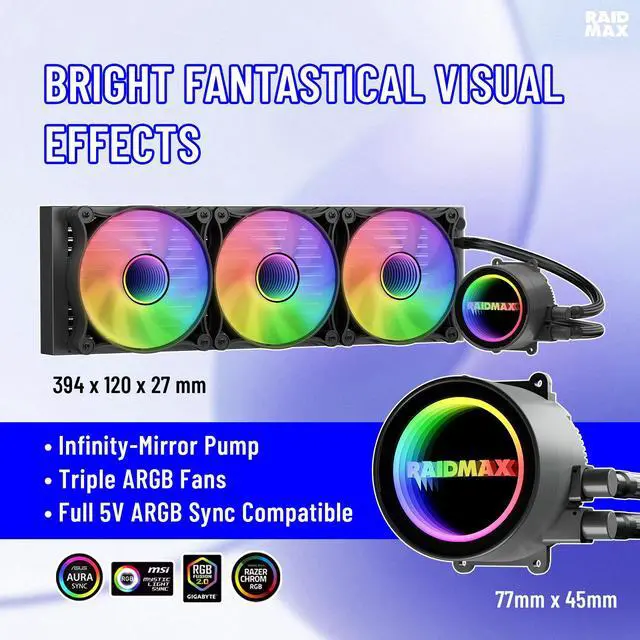 Alt view image 7 of 7 - RAIDMAX H200 ATX Gaming Case Bundle with 5x ARGB Fans, 360mm ARGB Liquid Cooler & RX-850AEM 850W ATX 3.1 PCIe Gen 5 PSU, Patented Air Tunnel Design, Tempered Glass, Supports RTX 4090 / 400mm GPU