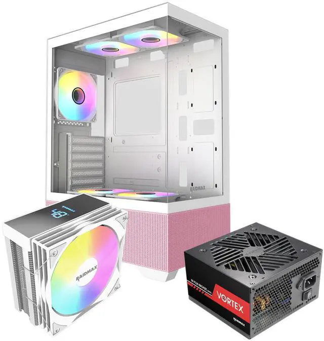 Raidmax i802 Vibe Series ATX Mid Tower Gaming Case Bundle Tempered