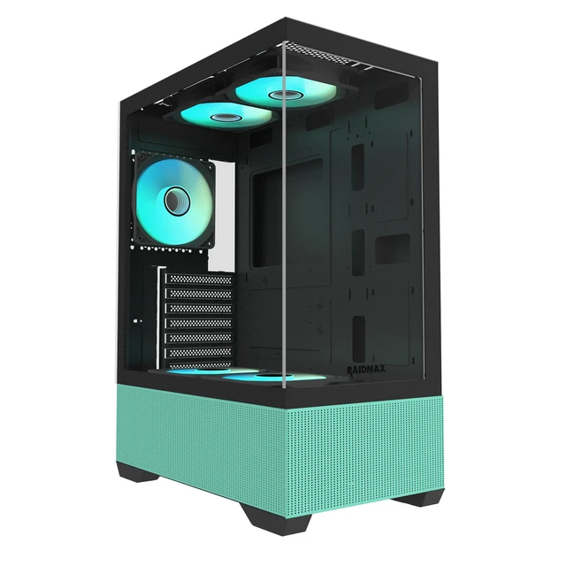 RAIDMAX i802 VIBE Green Compact ATX Gaming PC Case, 5x Fixed RGB