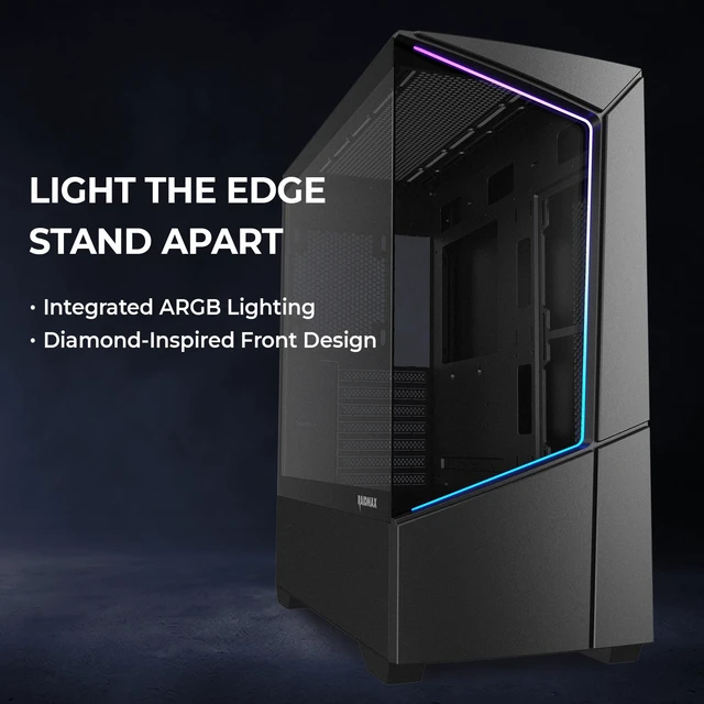 Alt view image 2 of 6 - Raidmax i812 Prebuilt PC Case Combo - ATX Mid Tower Tempered Glass Showcase Gaming Chassis, 750W 80+ Gold ATX 3.1 PCIe Gen 5 Power Supply, 240mm AIO Liquid Cooler with Temperature Display (Black)