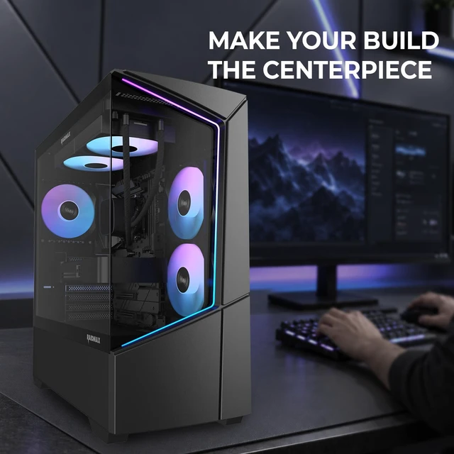 Alt view image 4 of 6 - Raidmax i812 Prebuilt PC Case Combo - ATX Mid Tower Tempered Glass Showcase Gaming Chassis, 750W 80+ Gold ATX 3.1 PCIe Gen 5 Power Supply, 240mm AIO Liquid Cooler with Temperature Display (Black)