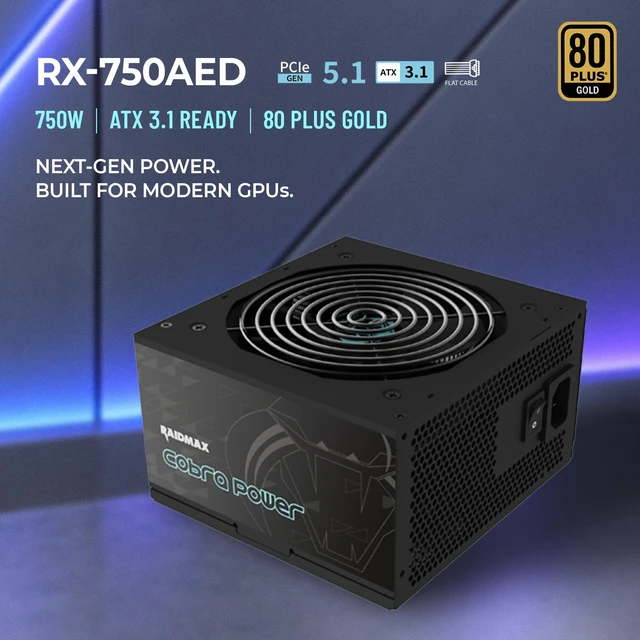 Alt view image 6 of 6 - Raidmax i812 Prebuilt PC Case Combo - ATX Mid Tower Tempered Glass Showcase Gaming Chassis, 750W 80+ Gold ATX 3.1 PCIe Gen 5 Power Supply, 240mm AIO Liquid Cooler with Temperature Display (Black)