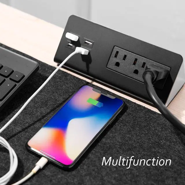 Alt view image 4 of 7 - Emerising 2-Pack Desk Edge Mount Power Strips with 4 USB Ports & 3 AC Power Outlets for Home and Office Desktop Charging Bucket