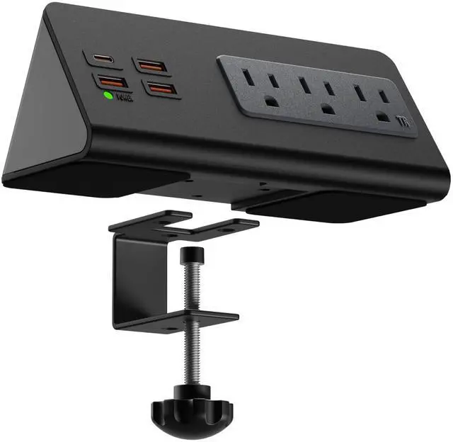 Main image of Emerising Upgraded,Desk Edge Clamp Mount Power Strips with USB Ports, PD20 W Fast Charging USB-C Port and 3 AC Outlets, Nightstand Charging Station,Office Tabletop Accessories,5.6 Ft Extension Cord