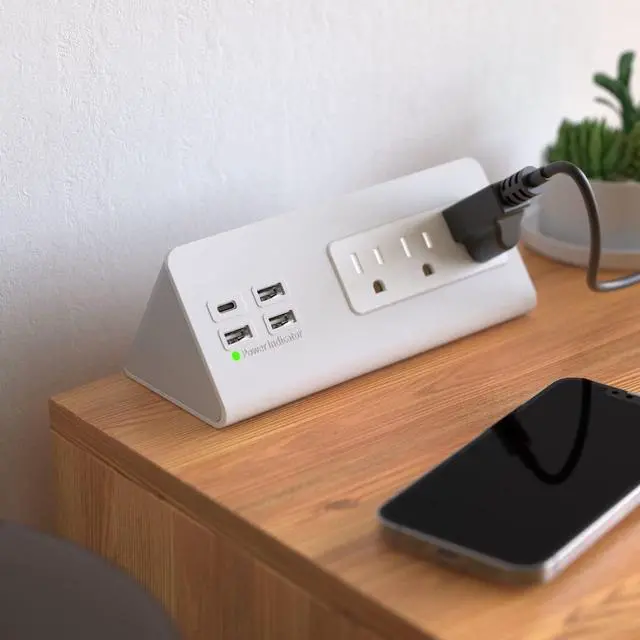 Alt view image 6 of 7 - Emerising Nightstand Edge Mount Power Strip with USB-C Ports Tabletop Surge Protector Desk Clamp Power Sockets with 3 AC Outlets &4 Fast Charging USB Ports for Home Office Hotel and Dormitory