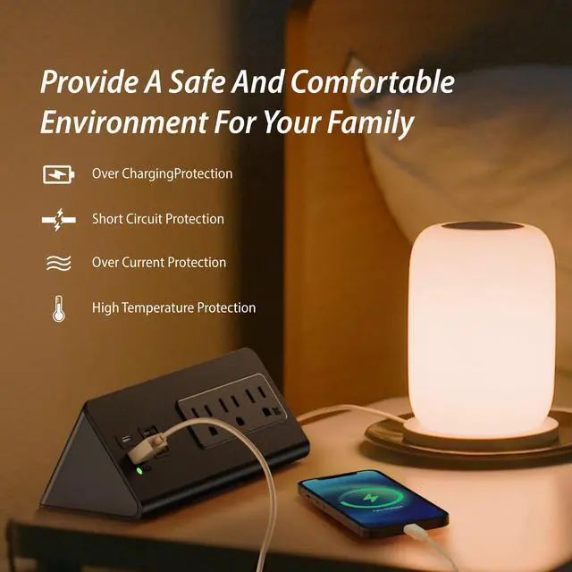 Alt view image 7 of 7 - Desk Edge Clamp Mount Power Strips with PD 20 W Fast USB-C Charging Ports,1875 Joules Surge Protectors for Smart Phone/Tablets/PC
