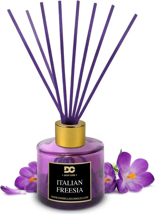 Alt view image 2 of 3 - Daniella's Candles Italian Freesia Reed Diffuser Set Purple 3.4oz/100mL