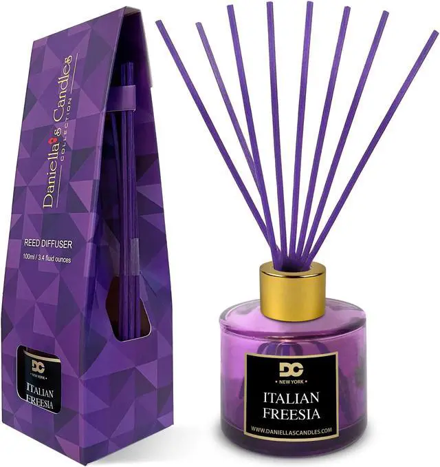 Alt view image 3 of 3 - Daniella's Candles Italian Freesia Reed Diffuser Set Purple 3.4oz/100mL