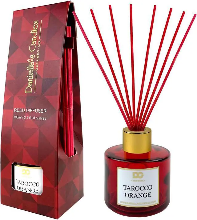 Main image of Daniella's Candles Tarocco Orange Reed Diffuser Set Red 3.4oz/100mL