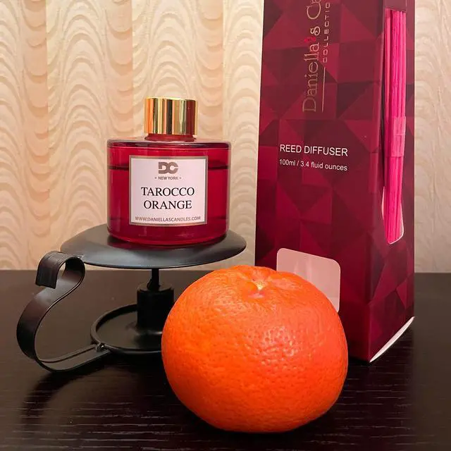 Alt view image 4 of 5 - Daniella's Candles Tarocco Orange Reed Diffuser Set Red 3.4oz/100mL