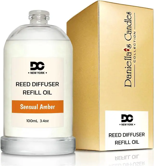 Alt view image 5 of 5 - Daniella's Candles Sensual Amber Reed Diffuser Refill Oil 3.4oz/100mL - Premium Grade Aromatic Oil for Home Fragrance and Room Decor