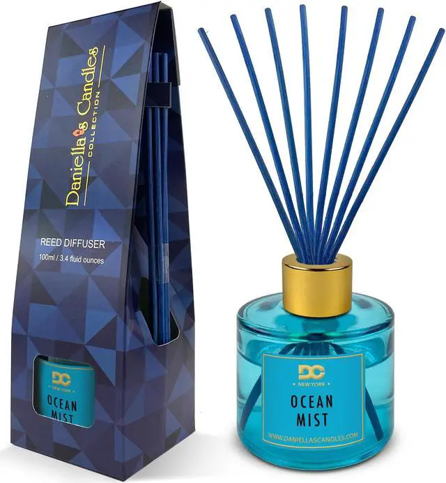 Main image of Daniella's Candles Ocean Mist Reed Diffuser Set Blue 100mL - Luxurious Home Accent with High Quality Fragrance and Non-Toxic Natural Rattan