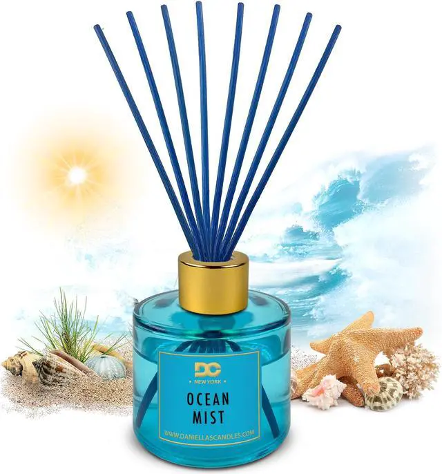 Alt view image 2 of 7 - Daniella's Candles Ocean Mist Reed Diffuser Set Blue 100mL - Luxurious Home Accent with High Quality Fragrance and Non-Toxic Natural Rattan