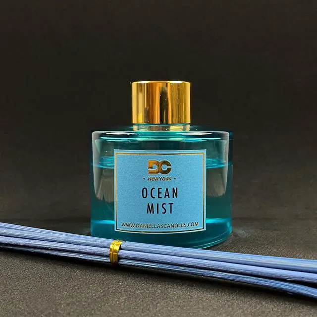 Alt view image 3 of 7 - Daniella's Candles Ocean Mist Reed Diffuser Set Blue 100mL - Luxurious Home Accent with High Quality Fragrance and Non-Toxic Natural Rattan