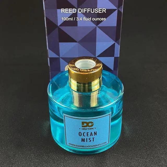 Alt view image 5 of 7 - Daniella's Candles Ocean Mist Reed Diffuser Set Blue 100mL - Luxurious Home Accent with High Quality Fragrance and Non-Toxic Natural Rattan
