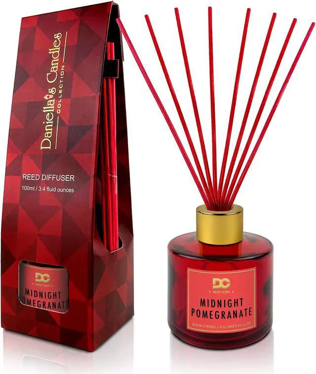 Main image of Daniella's Candles Midnight Pomegranate Reed Diffuser Set Red 100mL - Premium Home Fragrance with Long-Lasting 20-Week Scent in Elegant Red Gift Box