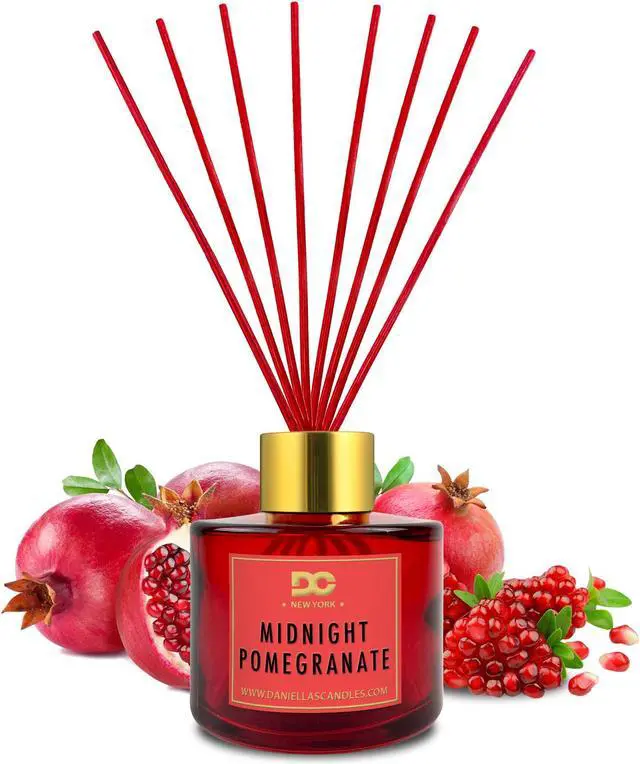 Alt view image 2 of 4 - Daniella's Candles Midnight Pomegranate Reed Diffuser Set Red 100mL - Premium Home Fragrance with Long-Lasting 20-Week Scent in Elegant Red Gift Box
