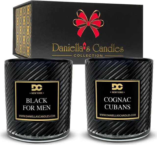 Main image of Daniella's Candles Men's Collection Candle Gift Set of 2, Black For Men and Cognac Cubans