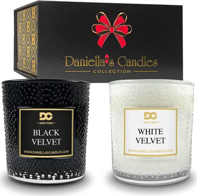 Main image of Daniella's Candles True Love Scented Candle Gift Set of 2, Black Velvet and White Velvet