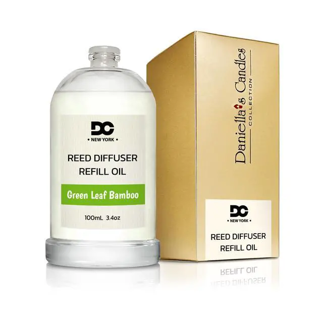 Alt view image 3 of 7 - Daniella's Candles Collection Green Leaf Bamboo Reed Diffuser Refill Oil 3.4oz 100mL Home Fragrance Scented Oil Aromatherapy Room Freshener for Spa, Meditation, and Everyday Use