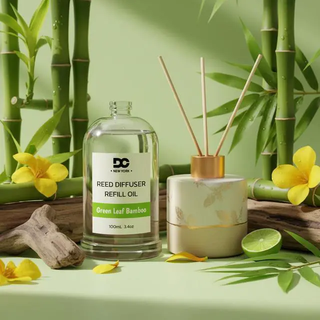 Alt view image 6 of 7 - Daniella's Candles Collection Green Leaf Bamboo Reed Diffuser Refill Oil 3.4oz 100mL Home Fragrance Scented Oil Aromatherapy Room Freshener for Spa, Meditation, and Everyday Use