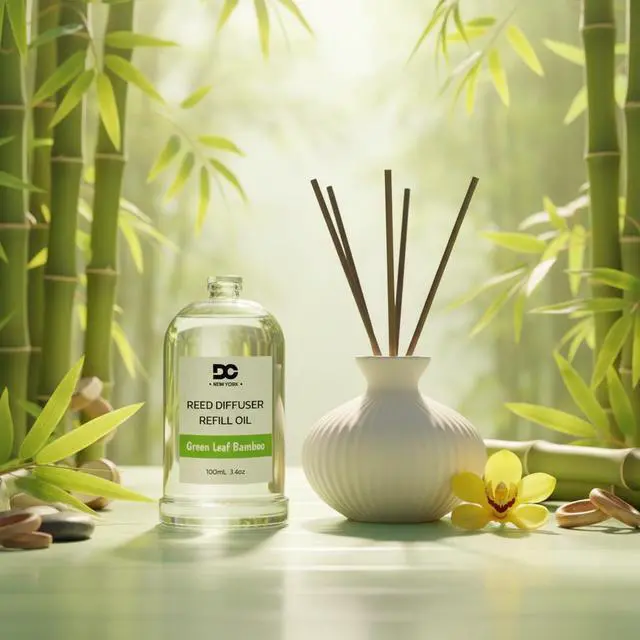 Alt view image 4 of 7 - Daniella's Candles Collection Green Leaf Bamboo Reed Diffuser Refill Oil 3.4oz 100mL Home Fragrance Scented Oil Aromatherapy Room Freshener for Spa, Meditation, and Everyday Use