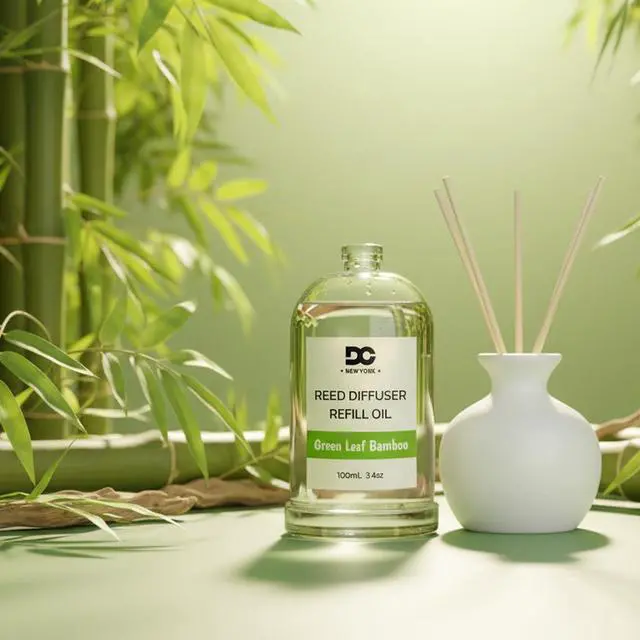 Alt view image 6 of 7 - Daniella's Candles Collection Green Leaf Bamboo Reed Diffuser Refill Oil 3.4oz 100mL Home Fragrance Scented Oil Aromatherapy Room Freshener for Spa, Meditation, and Everyday Use