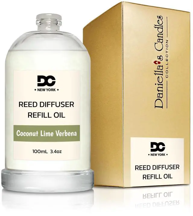 Alt view image 2 of 7 - Daniella's Candles Collection Coconut Lime Verbena Reed Diffuser Refill Oil 3.4oz 100mL Home Fragrance Scented Oil Aromatherapy Room Freshener for Spa, Meditation, and Everyday Use