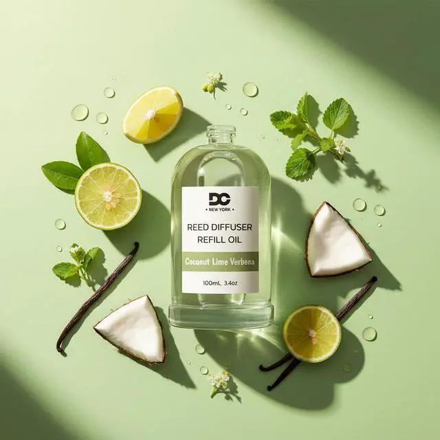 Alt view image 6 of 7 - Daniella's Candles Collection Coconut Lime Verbena Reed Diffuser Refill Oil 3.4oz 100mL Home Fragrance Scented Oil Aromatherapy Room Freshener for Spa, Meditation, and Everyday Use
