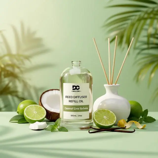 Alt view image 7 of 7 - Daniella's Candles Collection Coconut Lime Verbena Reed Diffuser Refill Oil 3.4oz 100mL Home Fragrance Scented Oil Aromatherapy Room Freshener for Spa, Meditation, and Everyday Use