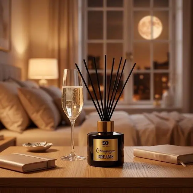 Alt view image 2 of 7 - Daniella's Candles Champagne Dreams Reed Diffuser Set Black - Premium Home Fragrance with Long-Lasting 20-Week Scent in Elegant Red Gift Box