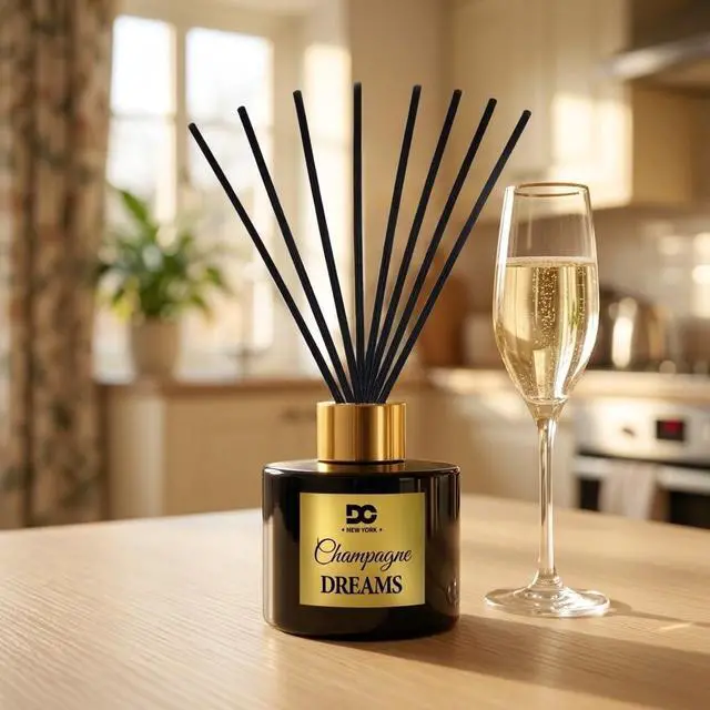 Alt view image 3 of 7 - Daniella's Candles Champagne Dreams Reed Diffuser Set Black - Premium Home Fragrance with Long-Lasting 20-Week Scent in Elegant Red Gift Box