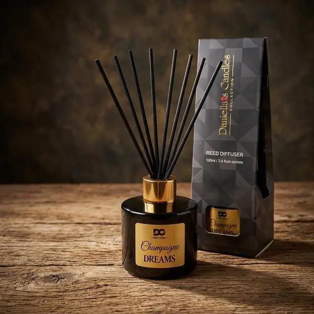 Alt view image 5 of 7 - Daniella's Candles Champagne Dreams Reed Diffuser Set Black - Premium Home Fragrance with Long-Lasting 20-Week Scent in Elegant Red Gift Box