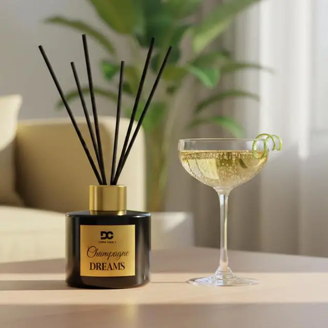 Alt view image 7 of 7 - Daniella's Candles Champagne Dreams Reed Diffuser Set Black - Premium Home Fragrance with Long-Lasting 20-Week Scent in Elegant Red Gift Box