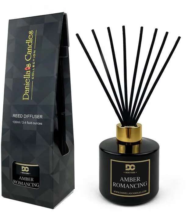Main image of Daniella's Candles Amber Romancing Reed Diffuser Set Black - Premium Home Fragrance with Long-Lasting 20-Week Scent in Elegant Black Gift Box