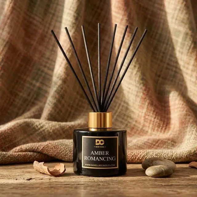 Alt view image 2 of 7 - Daniella's Candles Amber Romancing Reed Diffuser Set Black - Premium Home Fragrance with Long-Lasting 20-Week Scent in Elegant Black Gift Box