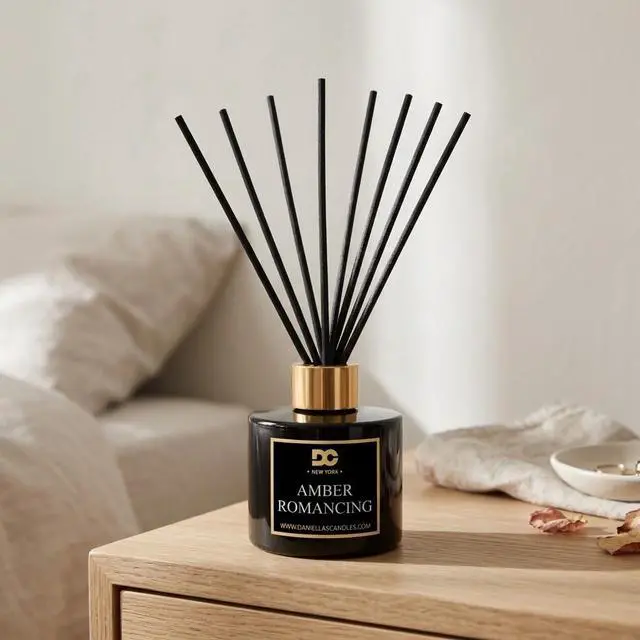 Alt view image 4 of 7 - Daniella's Candles Amber Romancing Reed Diffuser Set Black - Premium Home Fragrance with Long-Lasting 20-Week Scent in Elegant Black Gift Box