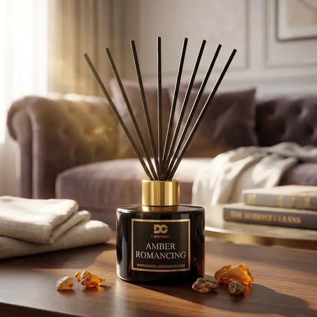 Alt view image 6 of 7 - Daniella's Candles Amber Romancing Reed Diffuser Set Black - Premium Home Fragrance with Long-Lasting 20-Week Scent in Elegant Black Gift Box