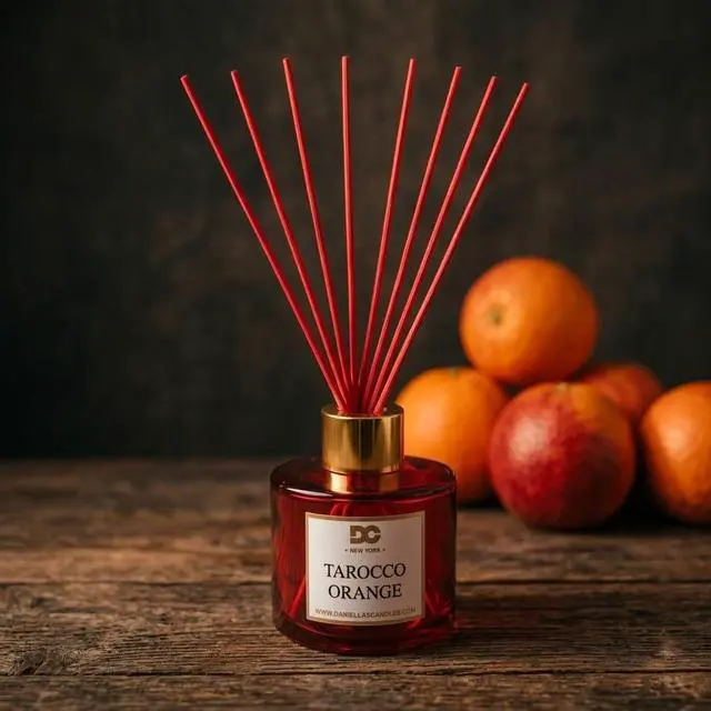 Alt view image 2 of 7 - Daniella's Candles Tarocco Orange Reed Diffuser Set Black - Premium Home Fragrance with Long-Lasting 20-Week Scent in Elegant Red Gift Box