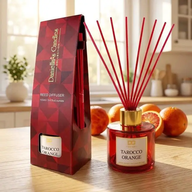 Alt view image 3 of 7 - Daniella's Candles Tarocco Orange Reed Diffuser Set Black - Premium Home Fragrance with Long-Lasting 20-Week Scent in Elegant Red Gift Box