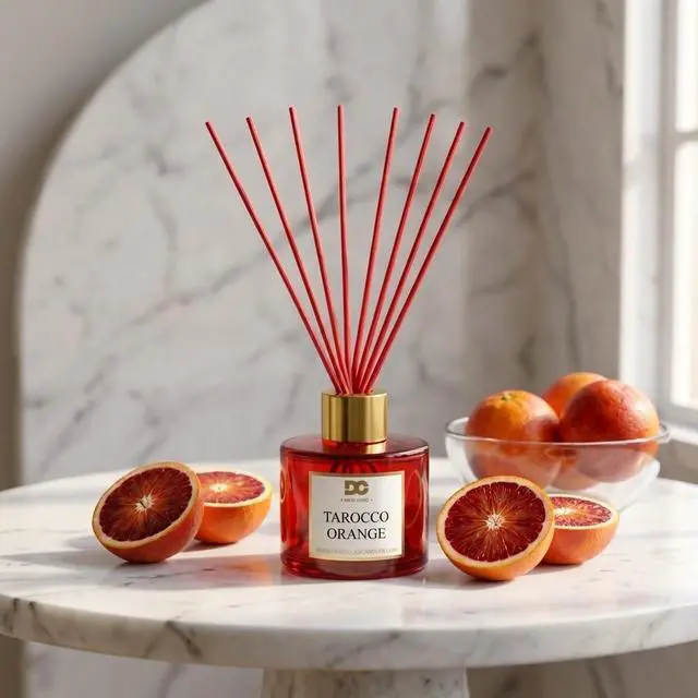 Alt view image 4 of 7 - Daniella's Candles Tarocco Orange Reed Diffuser Set Black - Premium Home Fragrance with Long-Lasting 20-Week Scent in Elegant Red Gift Box