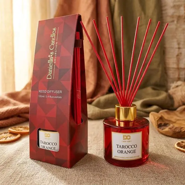 Alt view image 6 of 7 - Daniella's Candles Tarocco Orange Reed Diffuser Set Black - Premium Home Fragrance with Long-Lasting 20-Week Scent in Elegant Red Gift Box