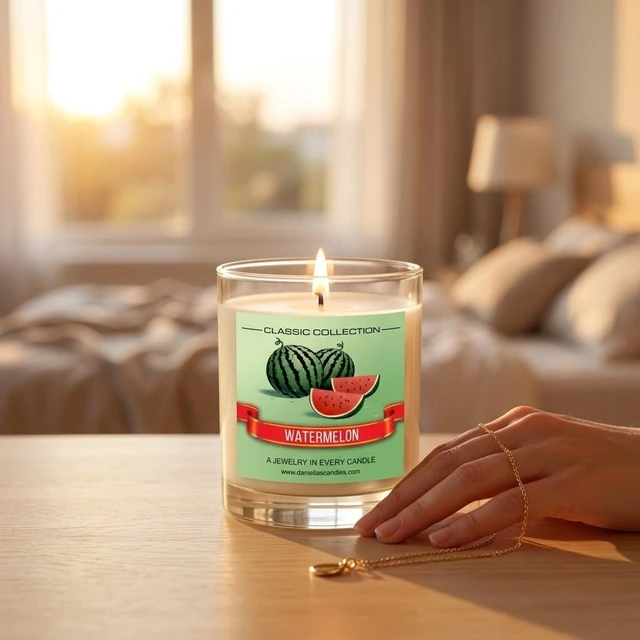 Alt view image 5 of 7 - DANIELLA'S CANDLES Watermelon Jewelry Surprise Candle, Natural Soy Wax, Burn Time 65h, With Necklace Inside