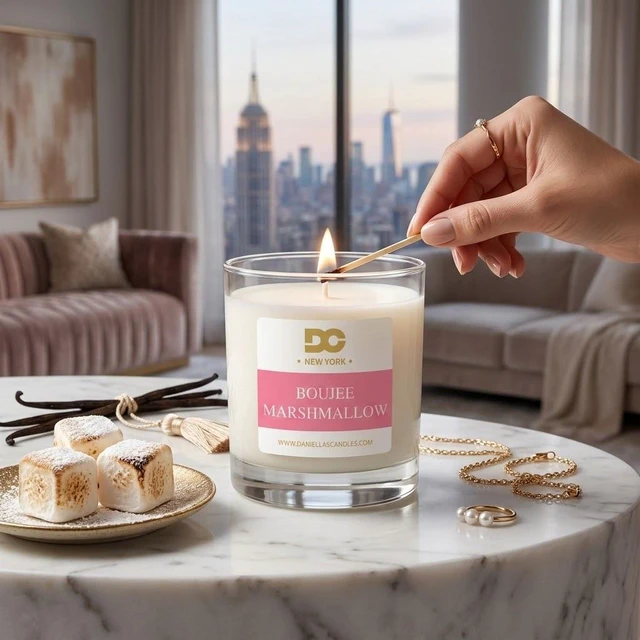 Alt view image 6 of 7 - DANIELLA'S CANDLES Boujee Marshmallow Luxury Scented Candle, Hand-Poured, Long Lasting, Clean Burning Up To 50 Hours, Natural Soy Wax