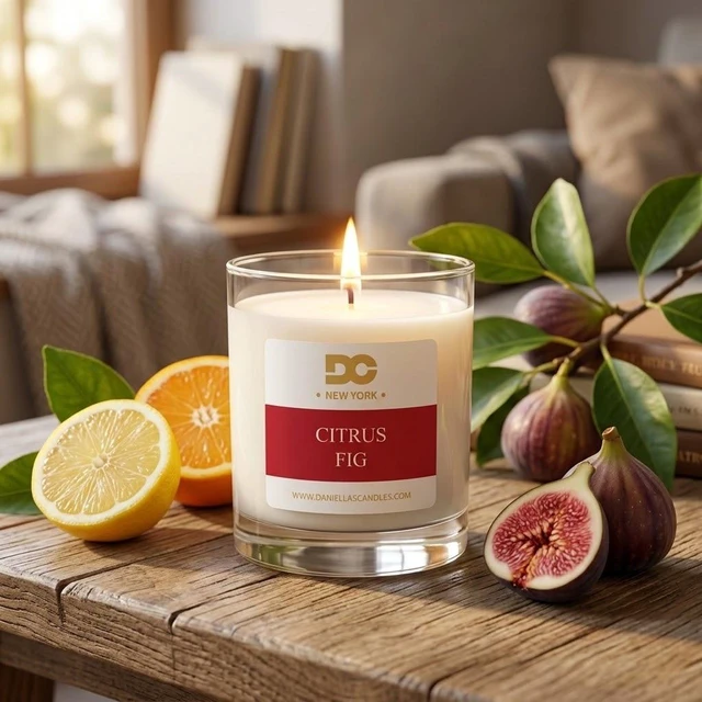 Alt view image 3 of 7 - DANIELLA'S CANDLES Citrus and Fig Luxury Scented Candle, Hand-Poured, Long Lasting, Clean Burning Up To 50 Hours, Natural Soy Wax