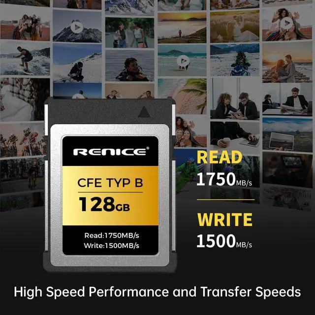 Alt view image 2 of 4 - RENICE 128GB CFexpress Type B 4.0  Memory Card-Up to 1750MB/s Read-Support 8K HD Video Recording-for Professional Camera Photographer- pSLC