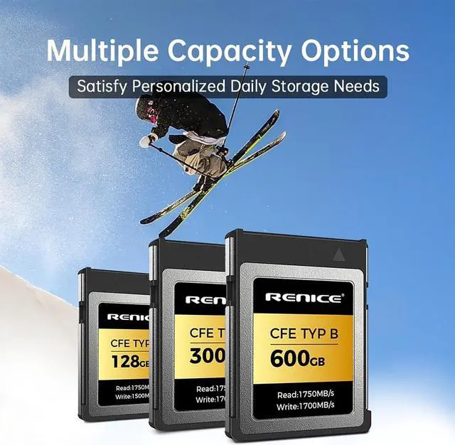 Alt view image 4 of 6 - RENICE 300GB CFexpress Type B 4.0 Memory Card- Up to 1750MB/ s Read Speed- 1700MB s Write-Support 12K HD Videos -for Photographer-videographers pSLC